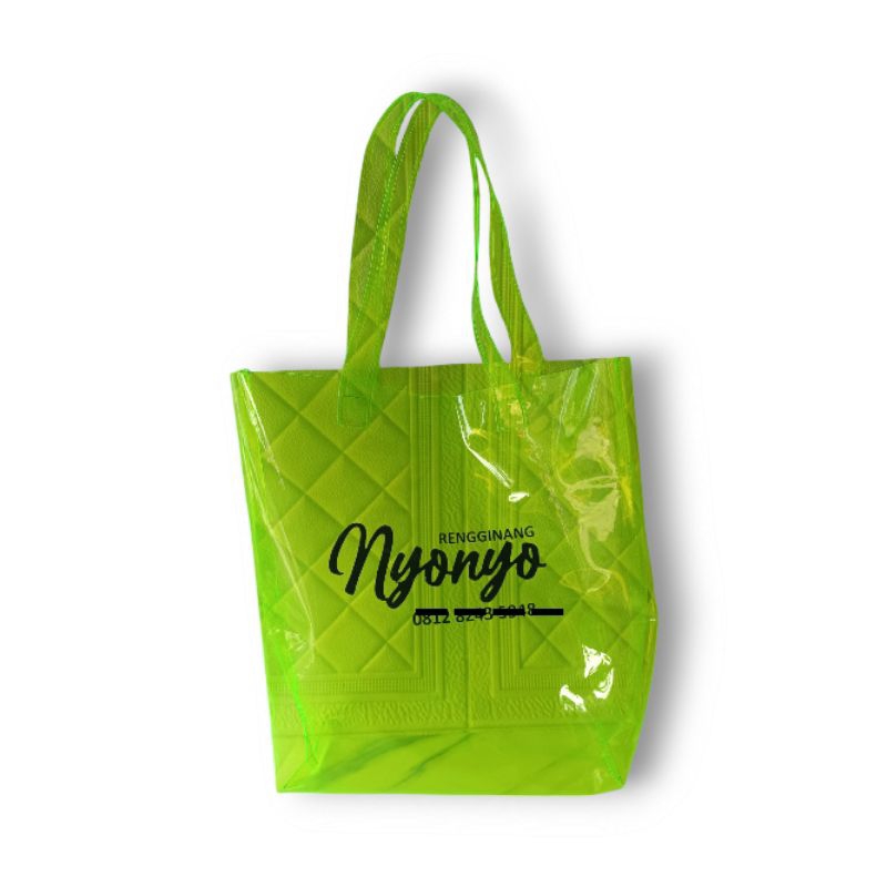 Tote Bag Plastik Mika Tas Wanita Transparan Warna hijau