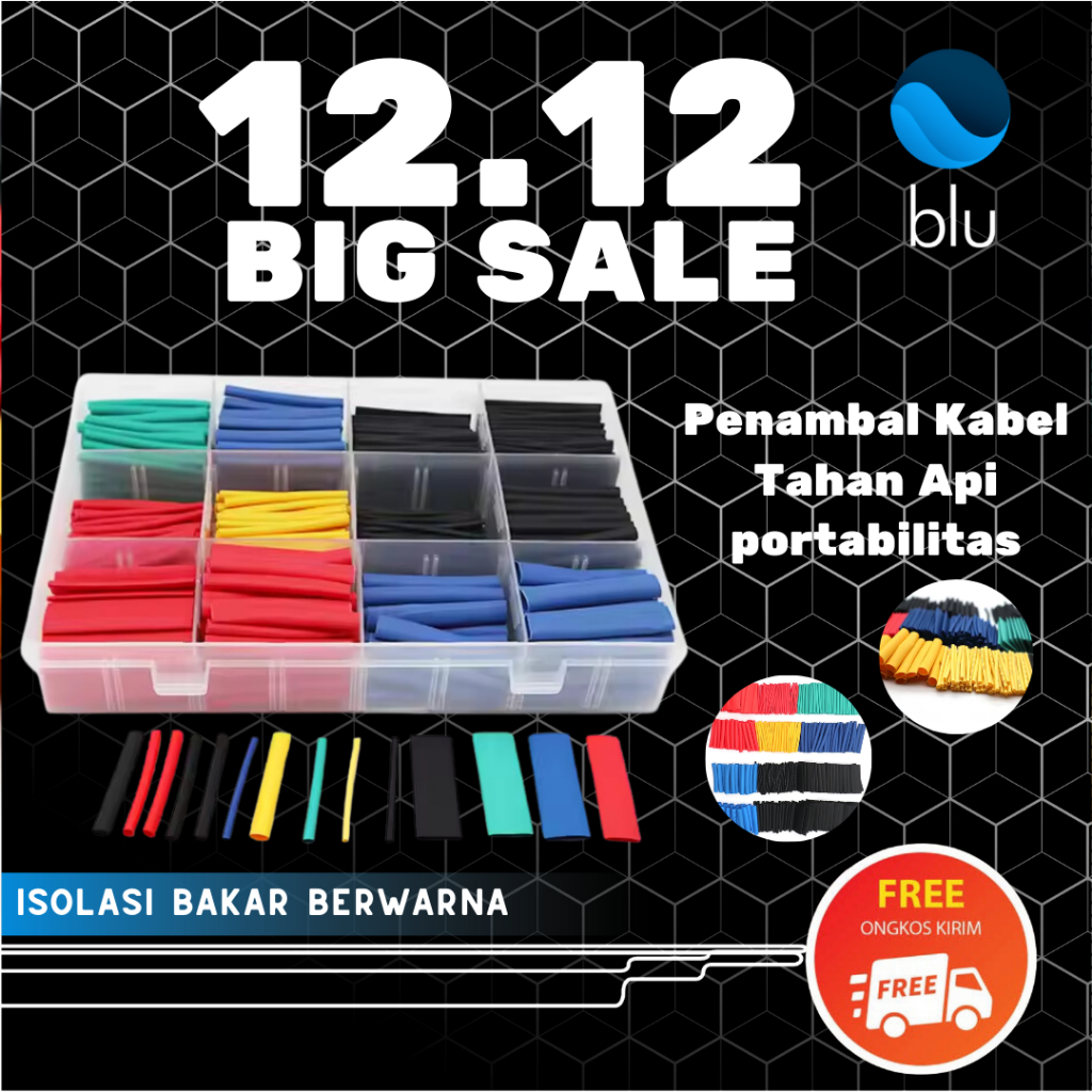 ISOLASI BAKAR KABEL LISTRIK 530PCS/ Heat Shrink Tube Selang Bakar Kabel Isolasl Bakar Warna