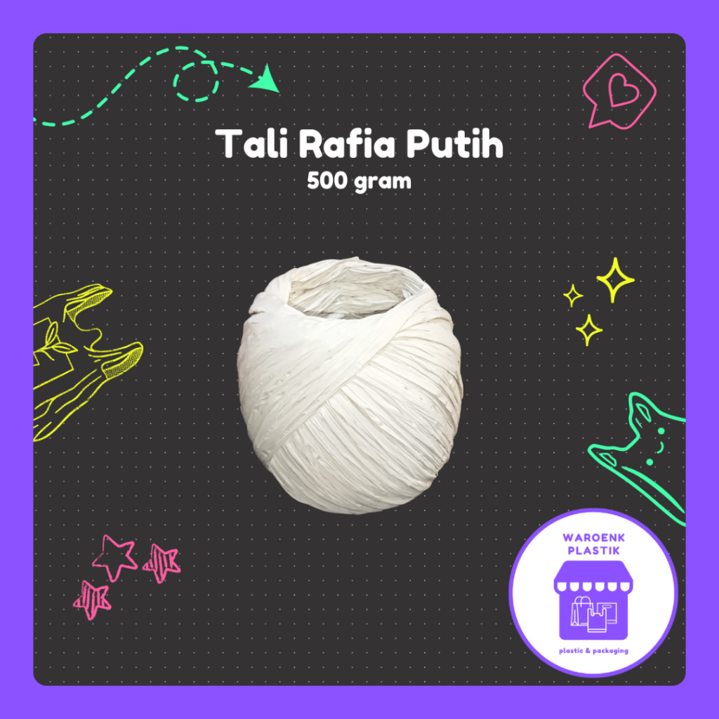 

TALI RAFIA / TALI PACKING / TALI GULUNGAN WARNA PUTIH 500 GRAM