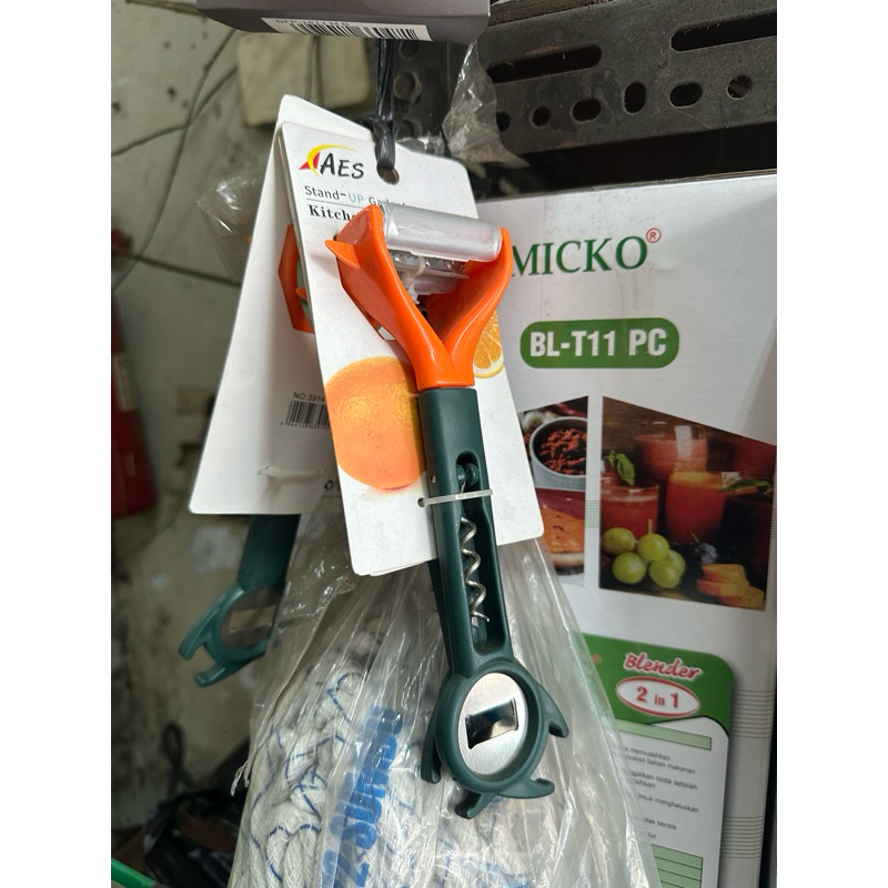 AES SUPER ALAT PISAU PENGUPAS BUAH PEELER SAYUR PEMBUKA BOTOL 2in1 DIJAMIN KUAT AWET PUAS TEBAL MURA