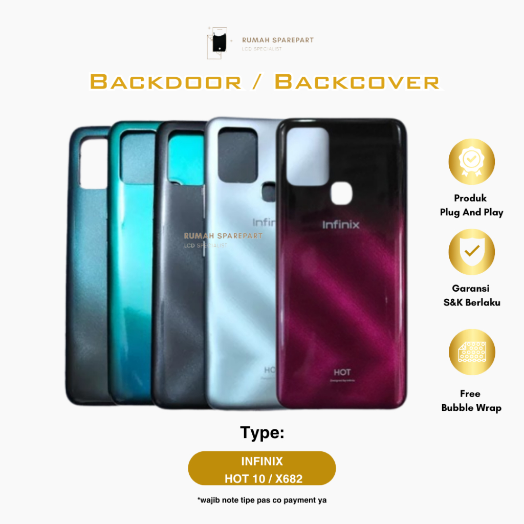 Backdoor Infinix Hot 10 / X682 Backcover Backcase Softcase Frame Papan Cas Flexible Temperglass Tomb