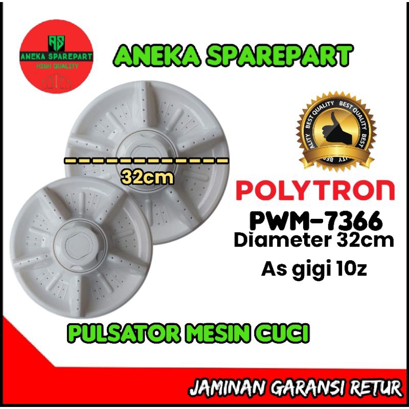 pulsator mesin cuci polytron pwm 7366/pwm-7366 diameter 32cm as gigi 10z (warna putih)