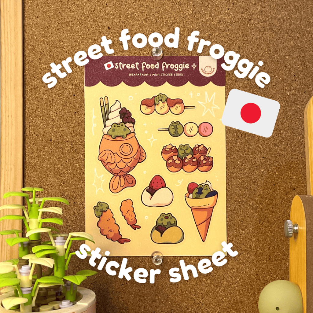 

RAPAPAOW | Japan Street Food Froggie - A6 Kisscut Glittered Sticker Sheet