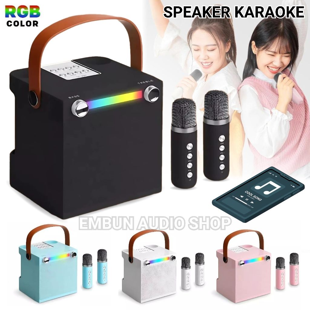 Speaker Bluetooth Dual Mic Wireless Karaoke FLECO F-8894 Mini - Speaker Karaoke 5 Tipe Pilihan Suara