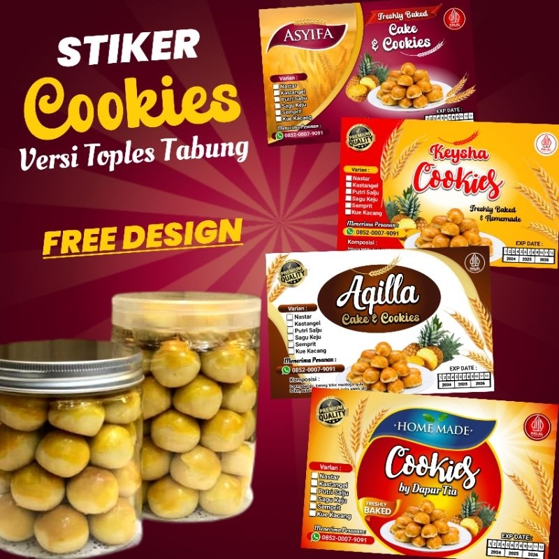 

( minimal order 100 pcs ) Stiker Cookies Stiker Kue Kering Stiker Kue Lebaran Stiker Toples Stiker Label Kemasan Stiker Nastar Stiker Stiker Kastangel Stiker Kue Kacang