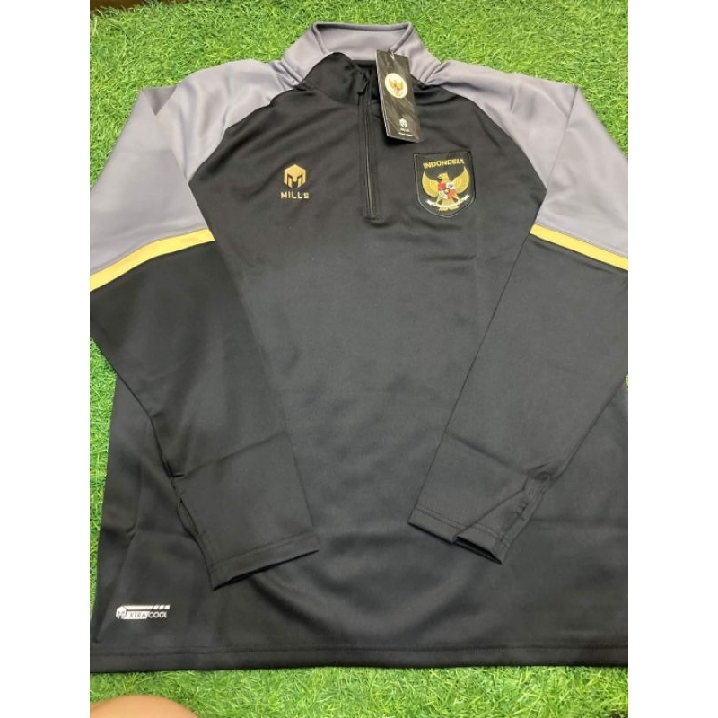 HalfZipper Timnas Indonesia Mills Hitam size 3XL