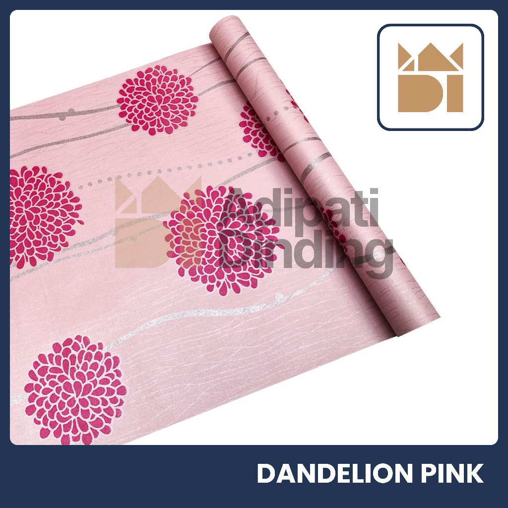 WALLPAPER MOTIF DANDELION PINK,WALLPAPER STIKER DINDING MOTIF DANDELION PINK,WALLPAPER DINDING PINK