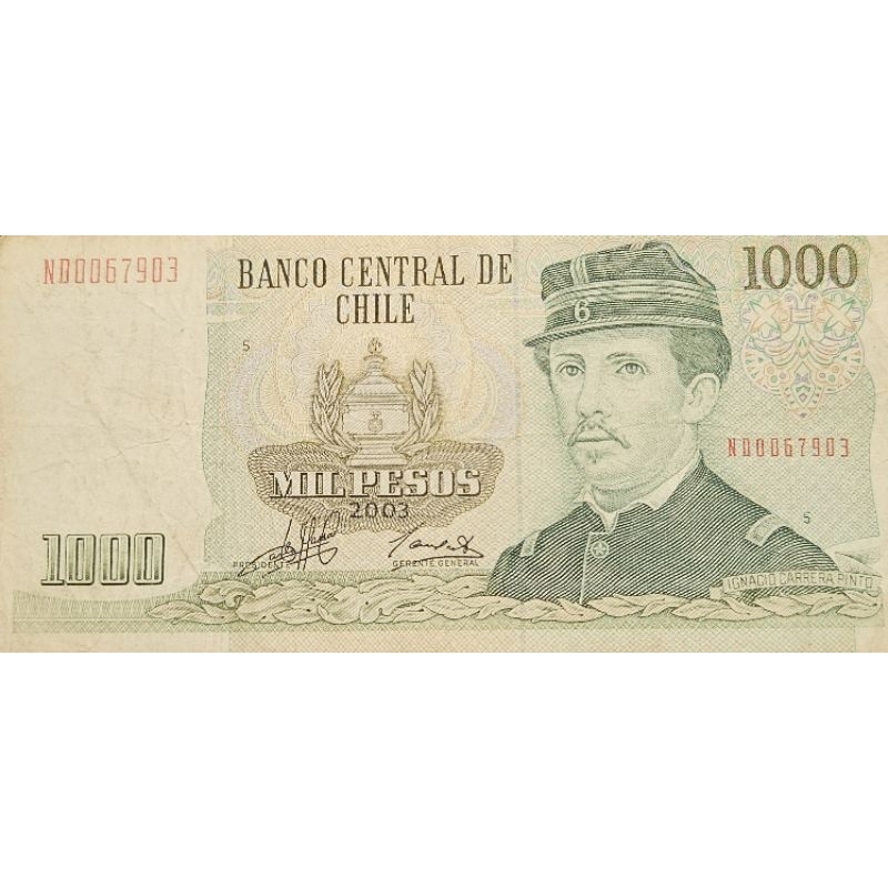 Uang Asing Negara Chile 1000 Peso tahun 2002 Kondisi Kertas Utuh Original 100%