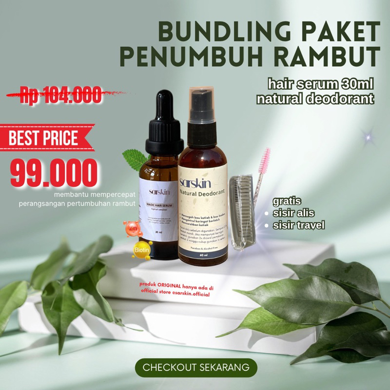 PROMO SARSKIN PENUMBUH RAMBUT BUNDLING 30ml + Deodorant 60ml