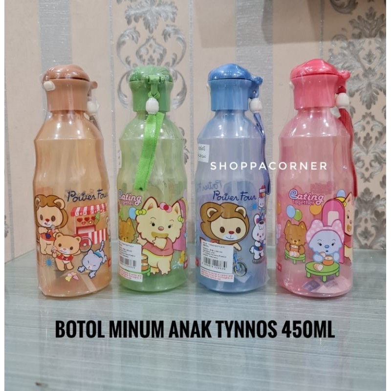 BOTOL MINUM ANAK TYNNOS 450ML / BOTOL MINUM PLASTIK BERSEDOTAN BY LIONSTAR / BOTOL MINUM CANTIK 450M