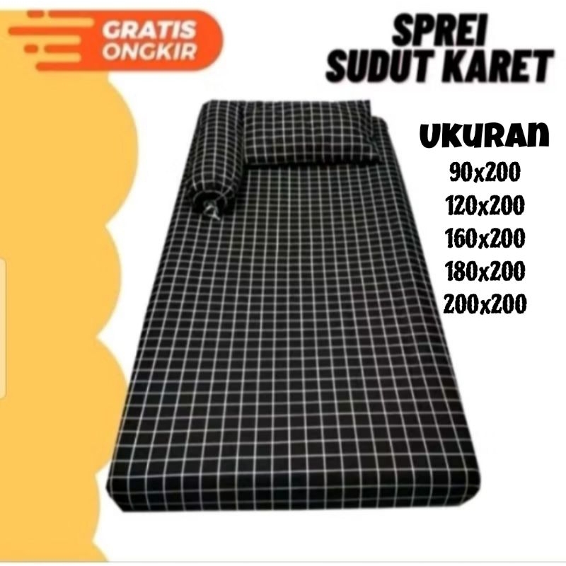Sprei aesthetic kotak hitam | sprei kotak | sprei kotak hitam ukuran 90×200,120x200,160x200,180x20,0