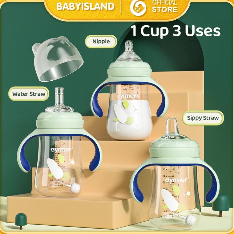 Free Ongkir Aynmer 1 Cangkir 3 Botol Susu Bayi Anakanak Sippy Cup Botol Bayi Dengan Sedotan 3ML