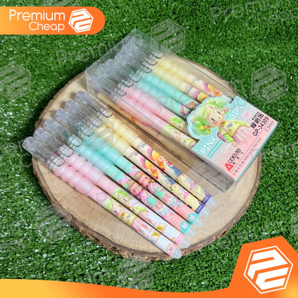 

[12 PCS] Pen Hapus Gel Pen Erasable Odemei GP34309 Pink Girl