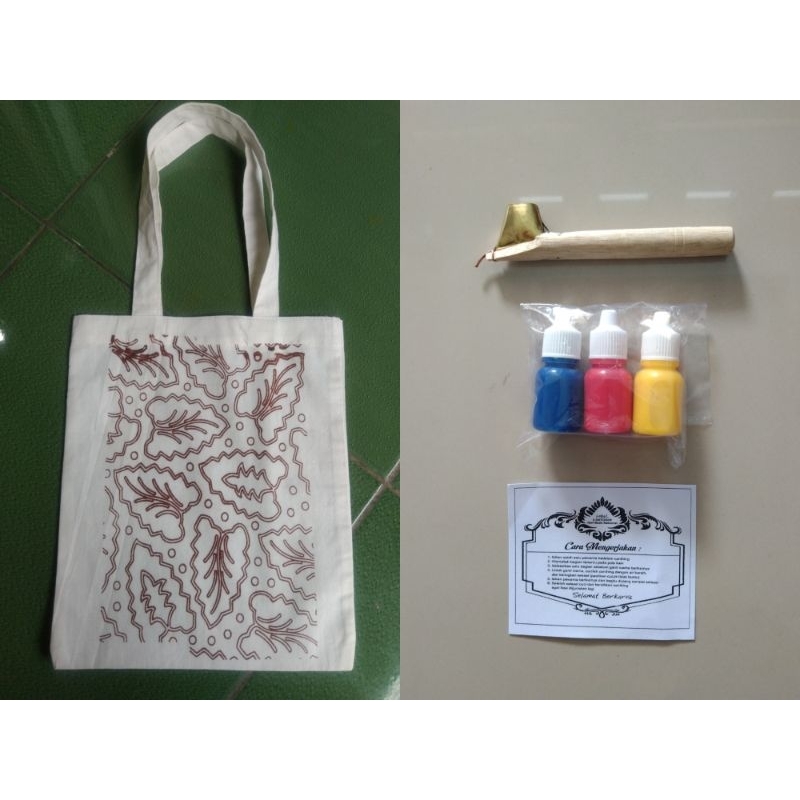 

PAKET ALAT BATIK TOTE BAG 25x30cm, LENGKAP TERMURAH!! include Canting dan cat batik