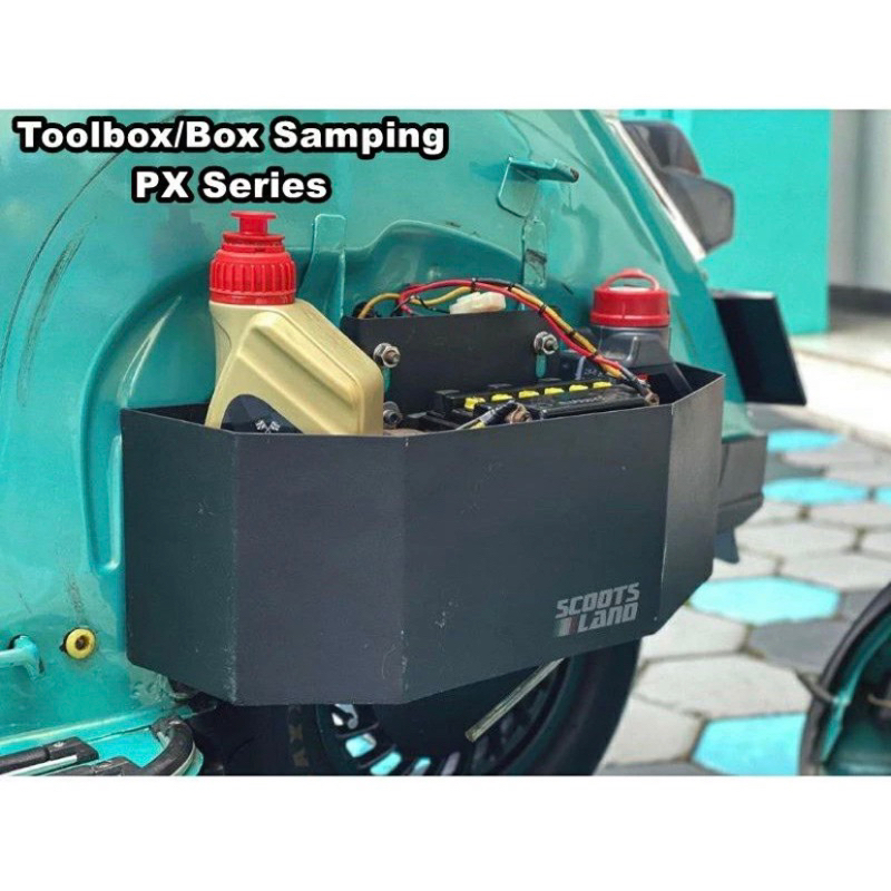 Box Toolbax Toolkit Samping Tepong Vespa Tempat Barang Oli Vespa Px Exclusive New Px Excel Box Aki V