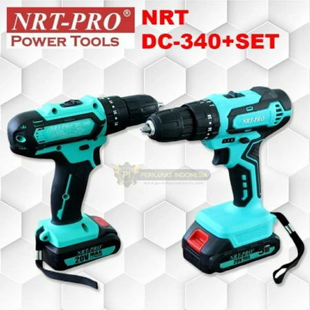 Mesin Bor Cas Baterai SET DC 340 20V 10MM NRT PRO dengan ISI Original [pengiriman dari banjarmasin]
