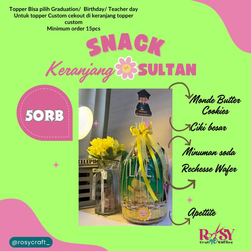 

SNACK ULANG TAHUN/SNACK KERANJANG SULTAN/HAMPERS/PARCEL/GOODIEBAG