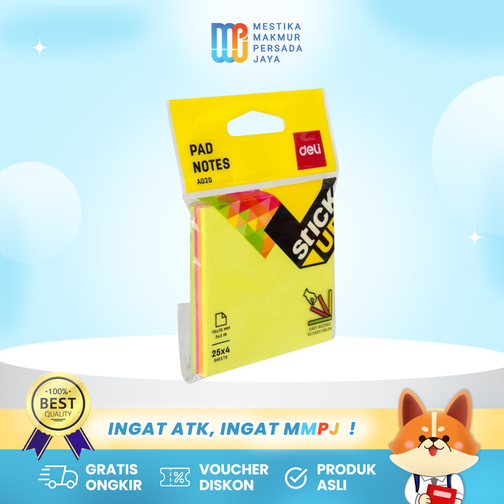 

Deli Sticky Note Isi 100 Lembar 76 X 76 mm Polos / Sticky Notes Aesthetic Memo Glass