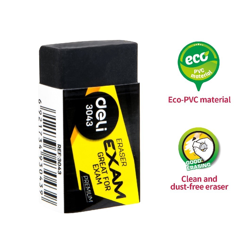

Deli E3043 Penghapus-Exam Eraser 40×22×12mm Soft 2B Clean Black
