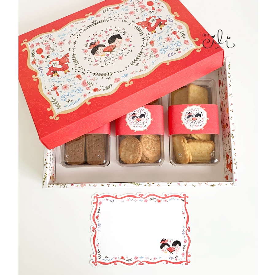 

(BOX 30.5 X 21.5 X 7.5 cm IMLEK) DUS kue kering toples kotak sincia chinese new year (ISI 10)