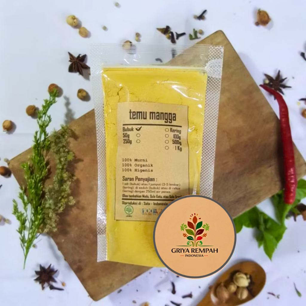 

TEMU MANGGA BUBUK 100 GRAM Premium 100% Herbal Alami Ramuan Rempah Kering Temu pauh Kesehatan & Jamu Tradisional Curcuma amada