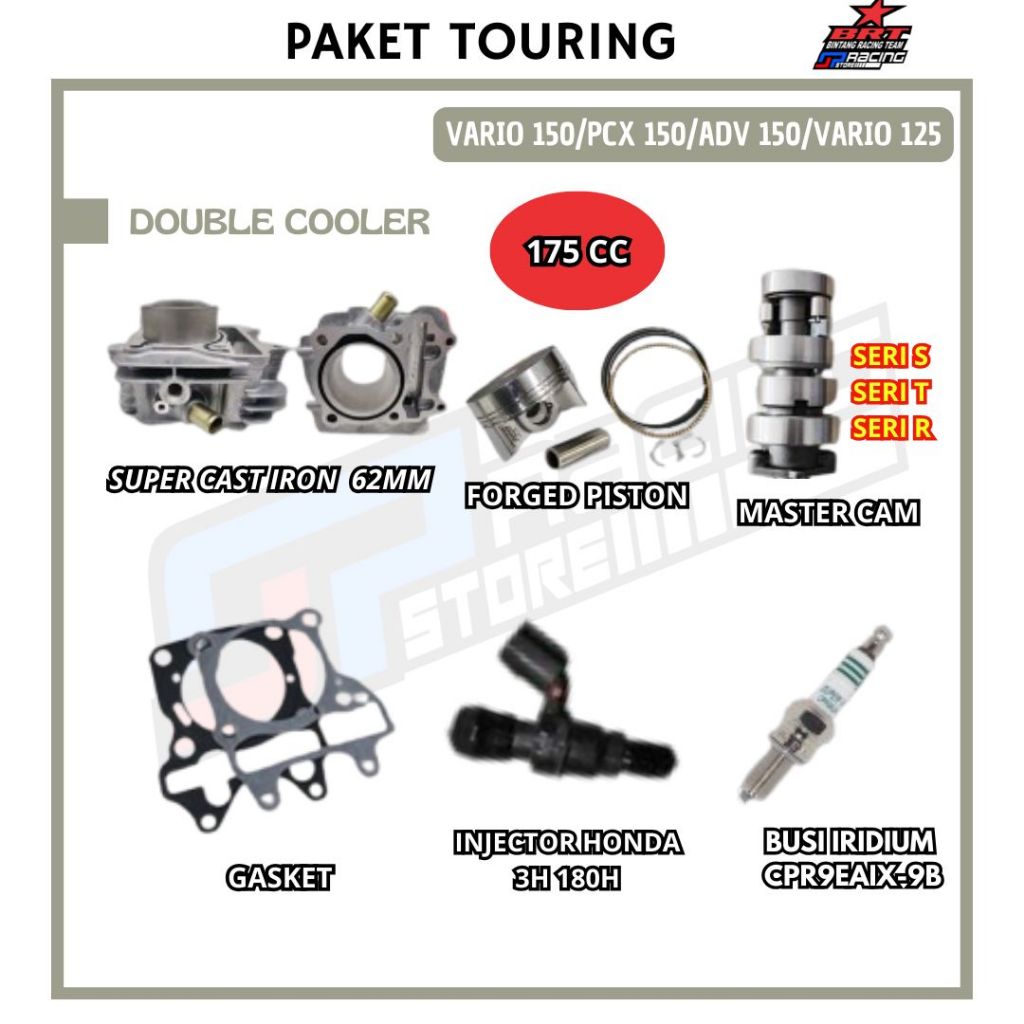 BRT Paket Bore Up Touring 2 Vario 125/Vario 150 Pcx 150/Adv 150-Blok Piston-Master Cam-Injector
