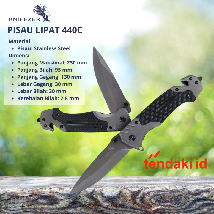 Knifezer Pisau Lipat Outdoor Portable Knife Survival Tool - 440C pisau lipat camping mini pisau dapu
