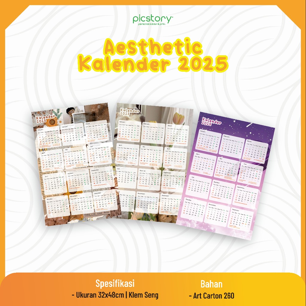 

Kalender Dinding Aesthetic / Kalender Poster A3+ / Calendar Aesthetic