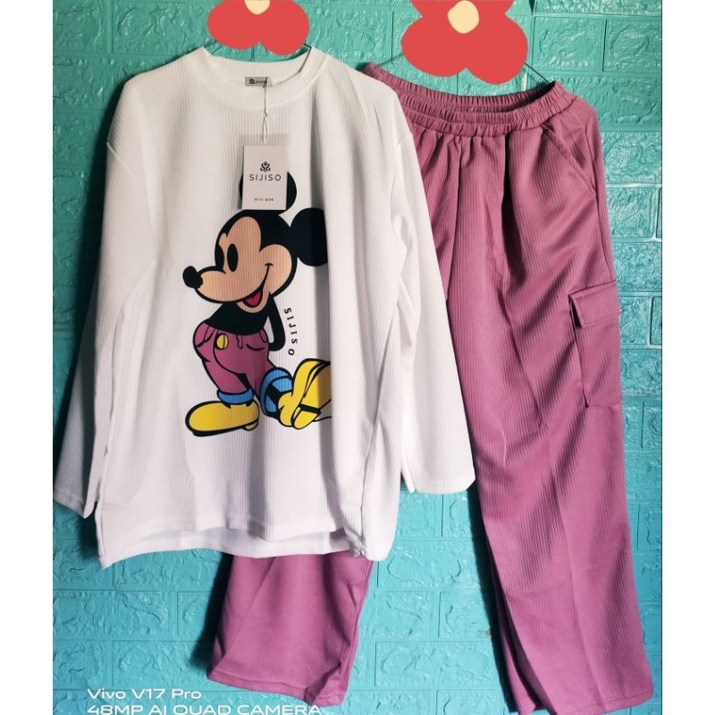 SetCel❤️Setelan Celana Mickey Sijiso (Baru)