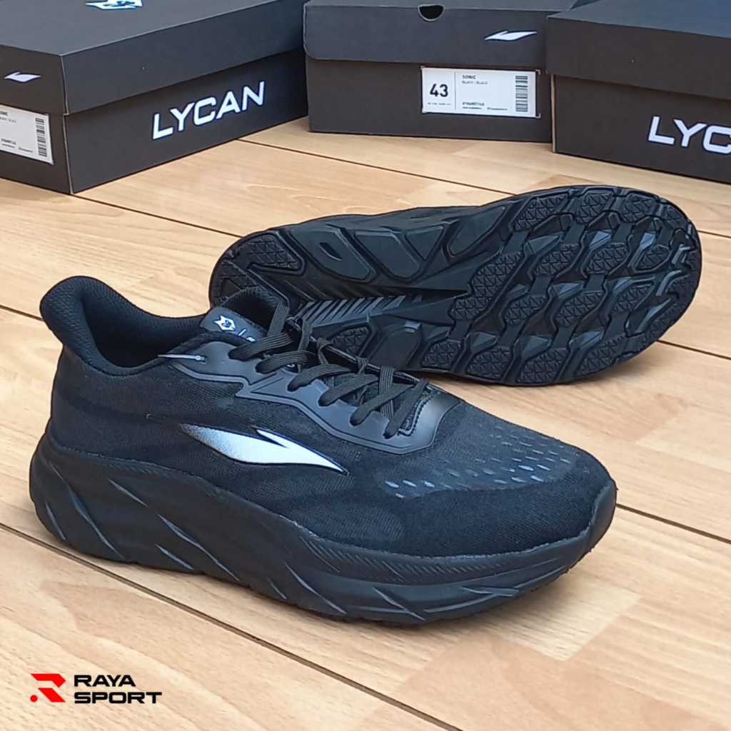 LYCAN SONIC BLACK BLACK SEPATU LARI ORIGINAL LYCAN