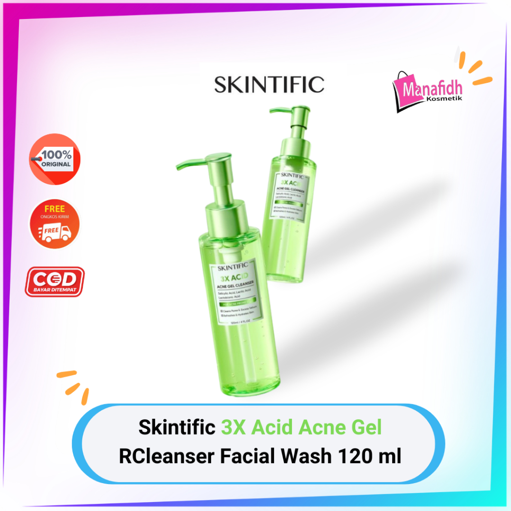 SKINTIFIC 3x Acid Acne Gel Cleanser Facial Wash 120 ml