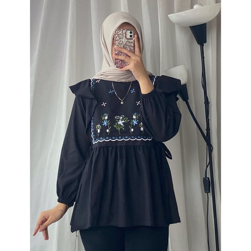 cod blouse bordri ,midi daily linen mix payet import, midi DRES polos mewah elegan mewah labuko