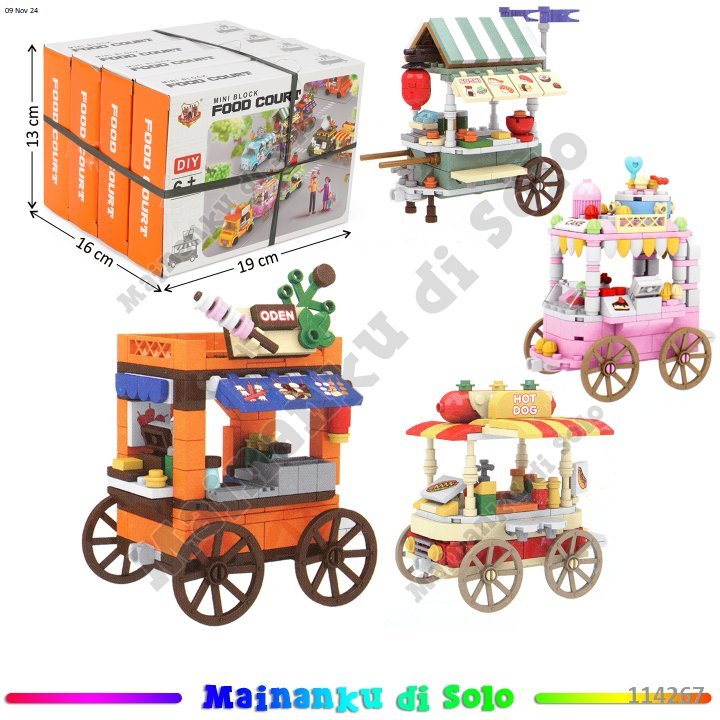 [Mainanku] Mini Block Gerobak Makanan Food Court Box Block Mainan Anak