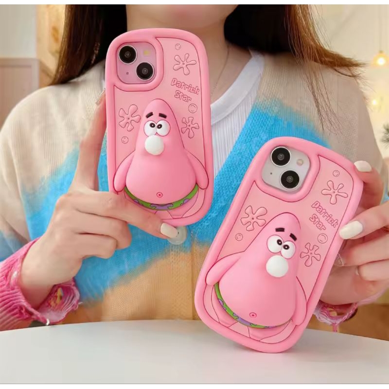 Funny Patrick Star Spit Bubbles Cartoon Rubber Silicon Soft Phone Case for iPhone