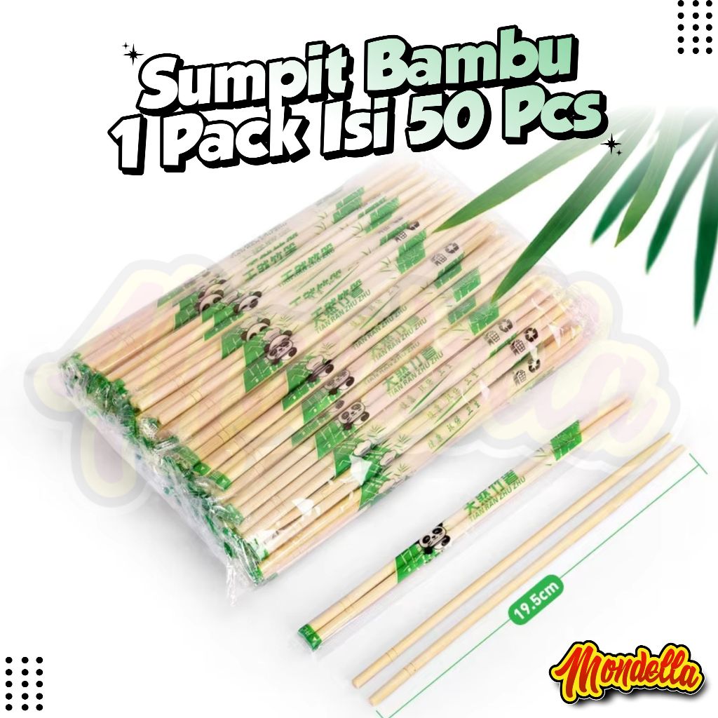 Sumpit Bambu 1 Pack Isi 50 Pasang Sumpit Bambu Sumpit Panda Sumpit Mie Bambu Sumpit Include Tusuk Gi