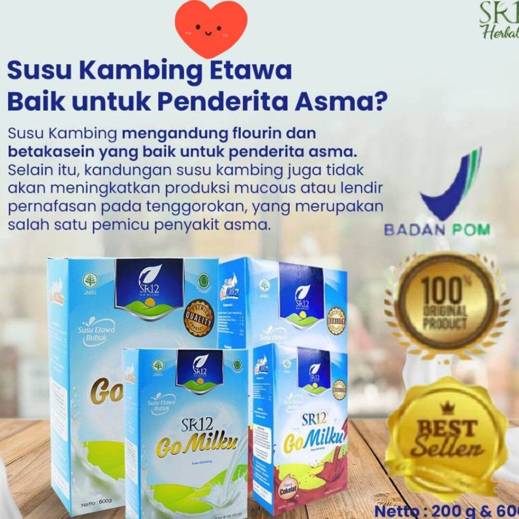 

GOMILKU SR12 SUSU ETAWA HALALPREMIUM KESEHATAN TUBUH SPESIALPENCEGAH ASMA PERNAFASAN BUBUK 200|600g