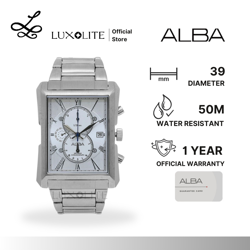[Luxolite] Alba Mechanical AF8L39 Quartz Stainless Steel Strap Silver Men Watch AF8L39X1