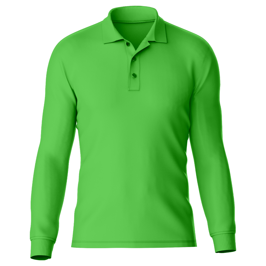 Kaos kerah polos lengan panjang HIJAU FUJI POLOS/ HIJAU DAUN wanita pria S, M, L, XL, XXL, XXXL