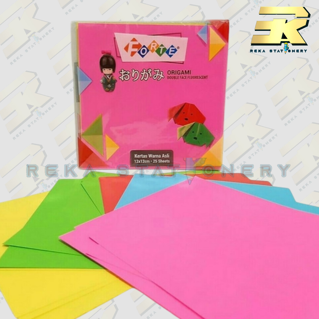 

Kertas Origami Merk Forte- Kertas Lipat - Origami Bolak Balik - Ukuran 12,16,20