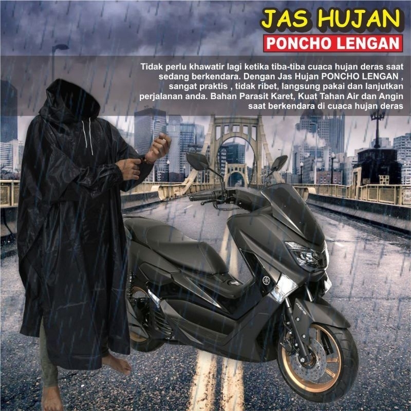 JAS HUJAN PONCO LENGAN PARASIT BIWAY