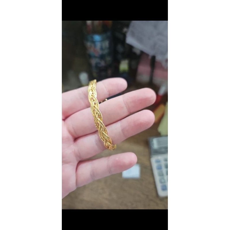 Bangle love hati putih gelang kawat emas asli 8k 375 rantai