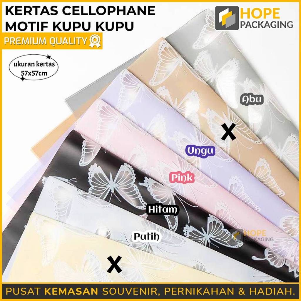

[Harga / 5 Pcs] Kertas Cellophane Motif Kupu2 / Cellophane Wrapping Flower / Kertas Pembungkus Buket / Wrapping Paper Kertas Buket Kado / Kertas Buket / Kertas Bunga Flower