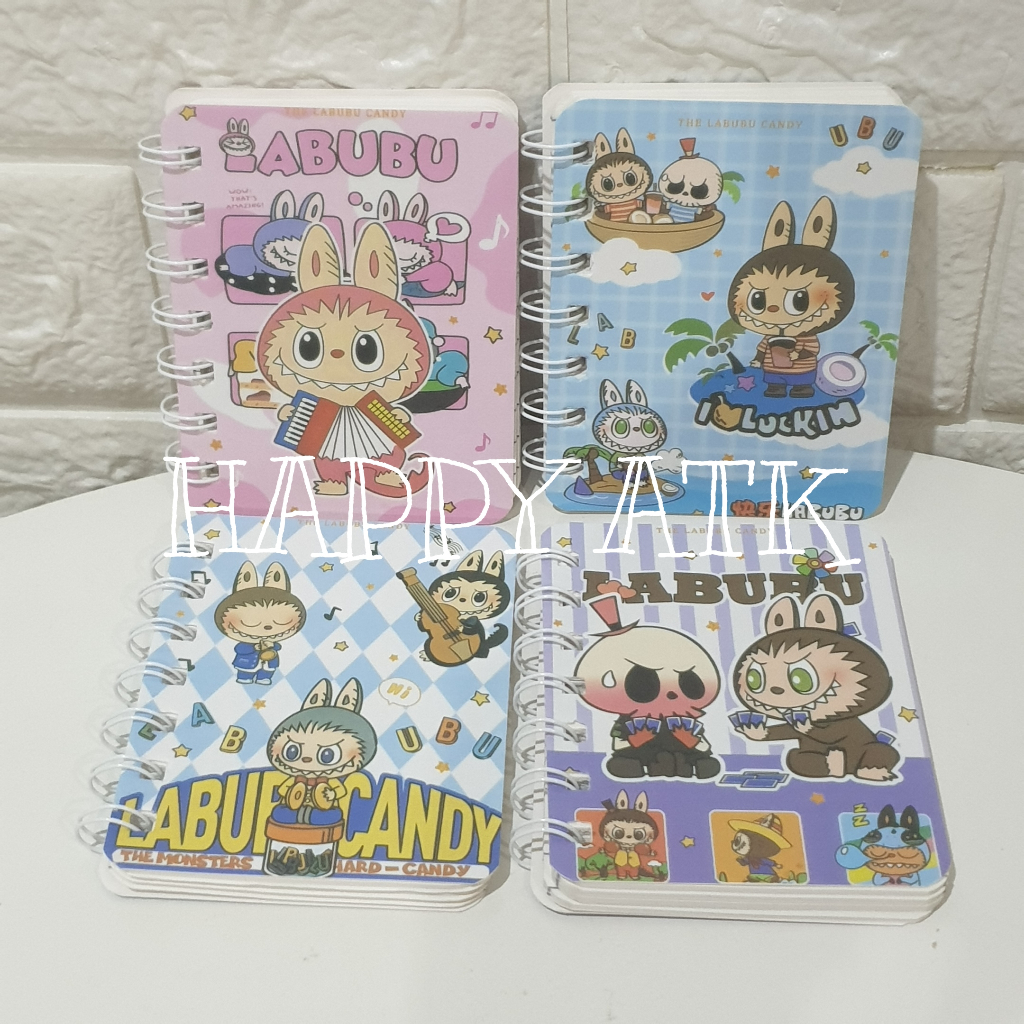 

(ISI 4 PCS) LABUBU BUKU KECIL SPIRAL / BUKU MINI / NOTE MINI / CATATAN MINI KERTAS BERGARIS LABUBU THE MONSTER