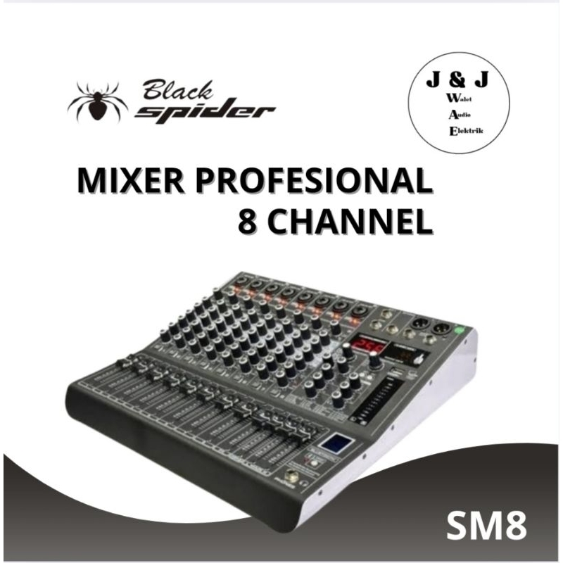 MIXER AUDIO 8 CHANNEL BLACK SPIDER SM8 MIXER SPEAKER BLACK SPIDER