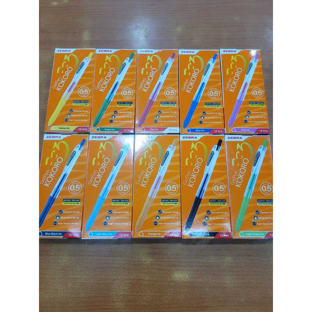 Zebra Kokoro Gel Pen Pulpen Warna Warni (1 Pack / 1 Lusin / 12 Pcs)