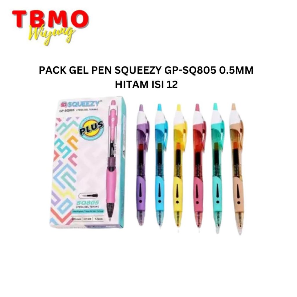 

TBMO PACK GEL PEN SQUEEZY GP-SQ805 0.5MM HITAM ISI 12