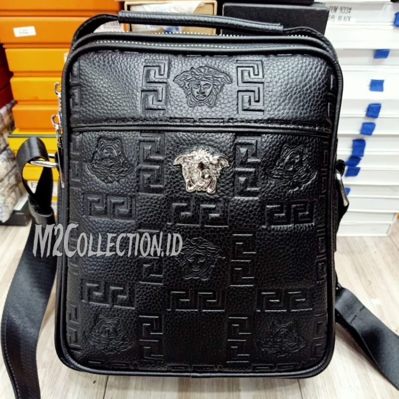 Tas selempang kulit versace crossbody bag pria kulit