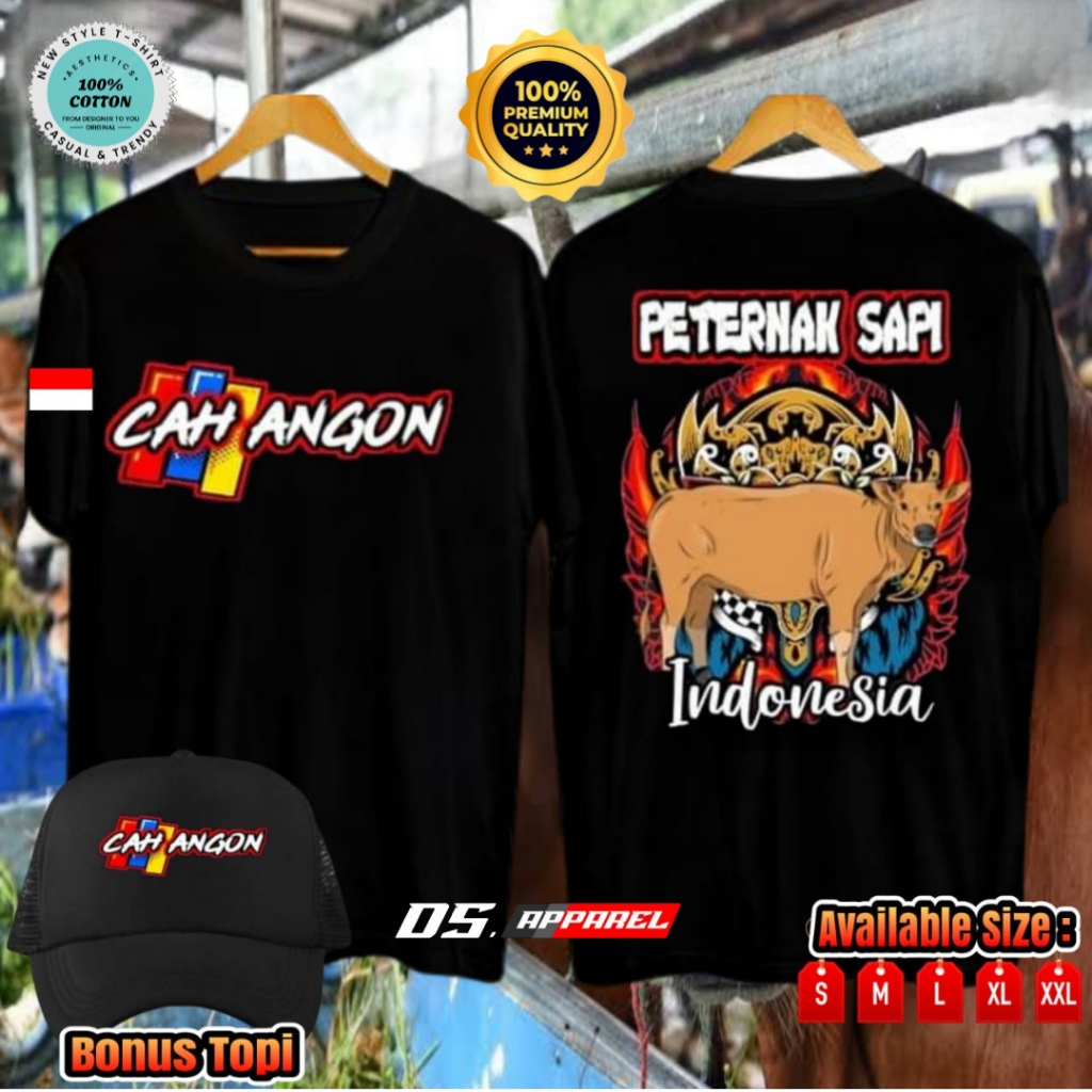 KAOS DISTRO CAH ANGON PETERNAK SAPI INDONESIA BAHAN COTTON COMBED BONUS TOPI