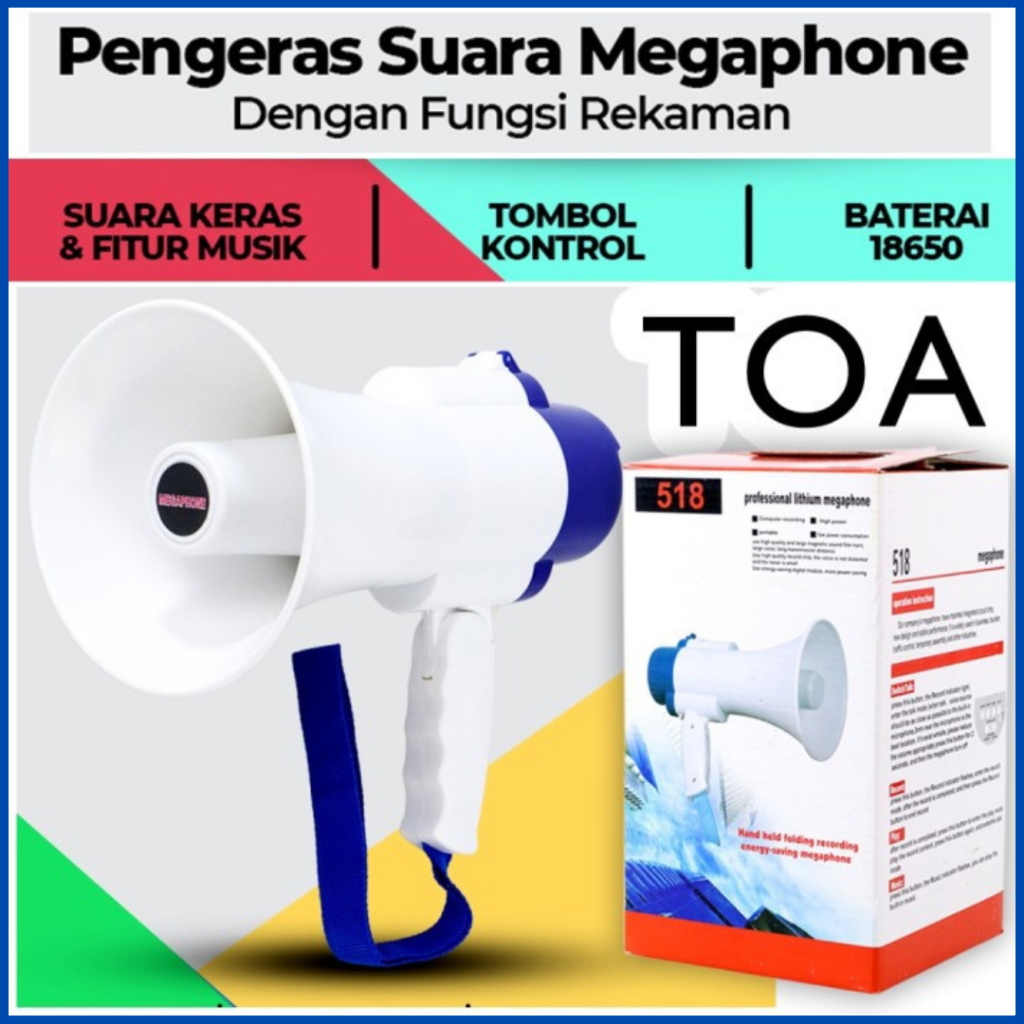 COD Taffware Pengeras Suara Megaphone  toa speaker untuk jualan keliling dagang cas Fungsi Rekaman