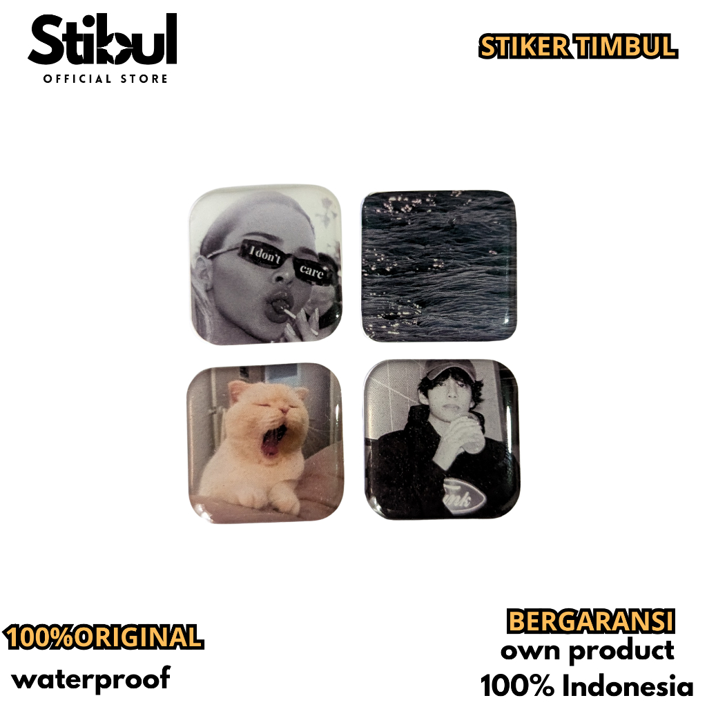 

Stiker Timbul Resin Aesthetic waterproof kucing dan Taehyung untuk case hp laptop dinding buku kaca dll